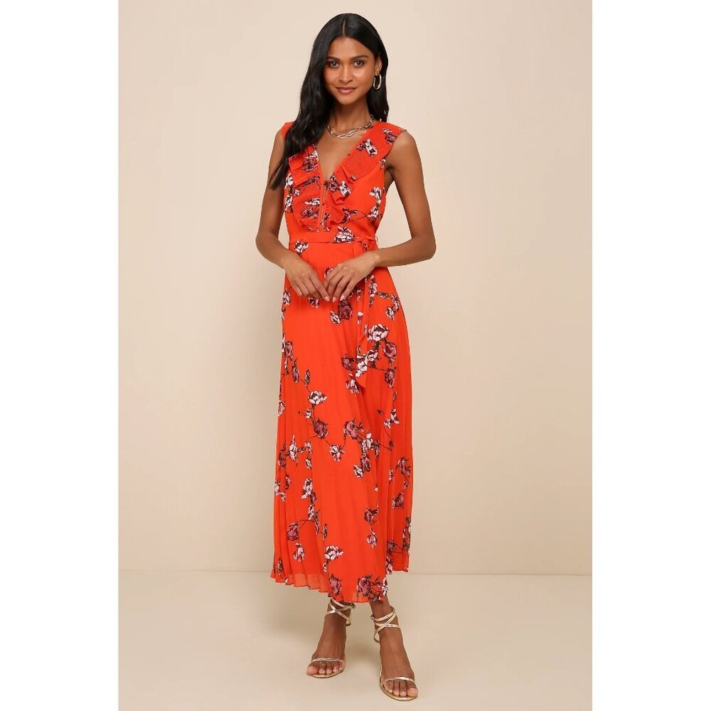 Lulu's Red Floral Maxi Dress